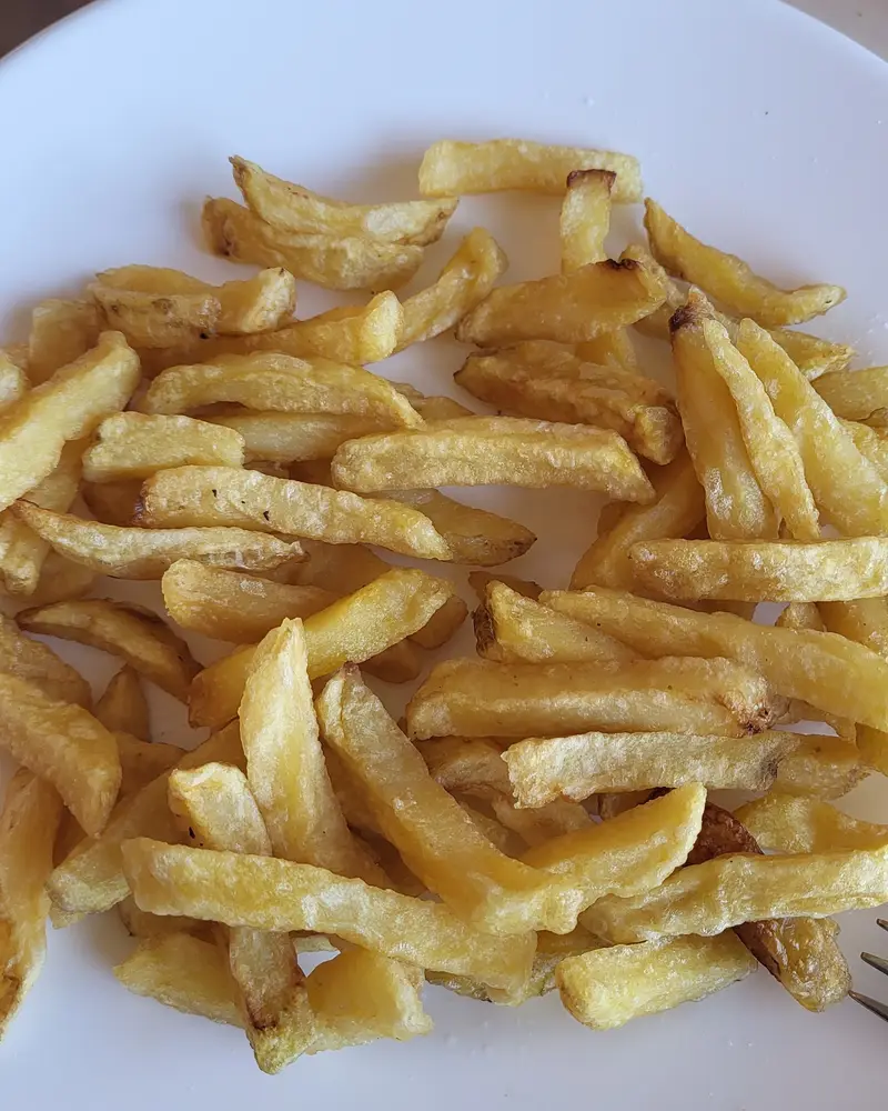 Een bord verse frieten